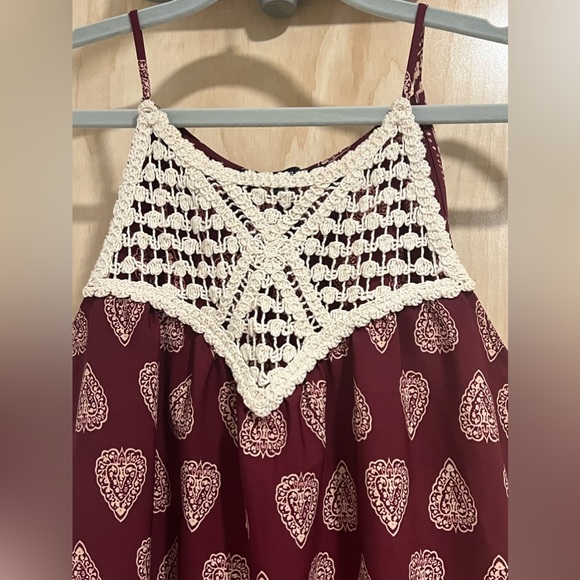 Sweet Rain Maroon Patterned Tunic with Lace Upper Design - Picture 3 of 5